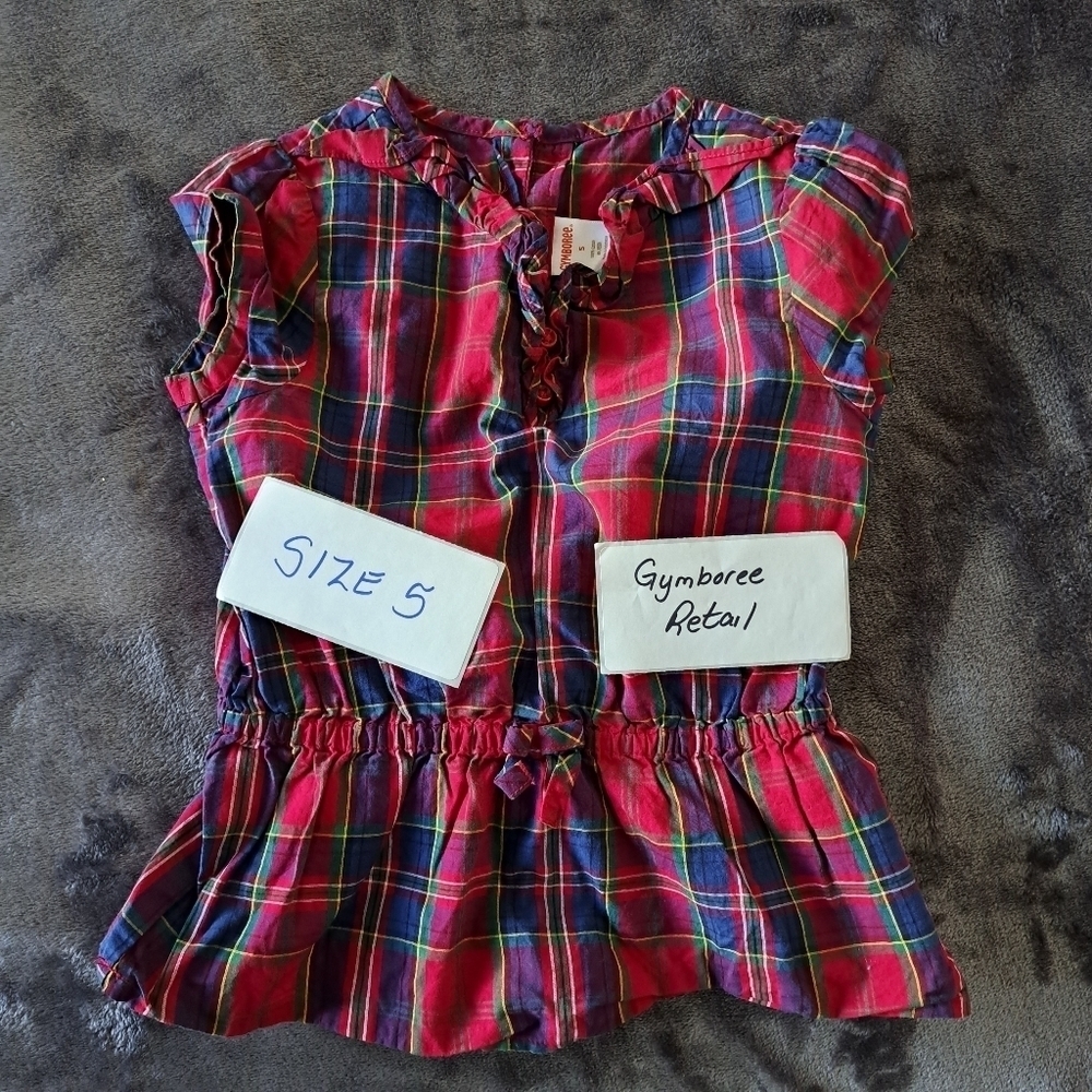 Gymboree girls size 5 plaid button front blouse shirt